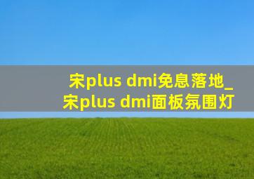 宋plus dmi免息落地_宋plus dmi面板氛围灯